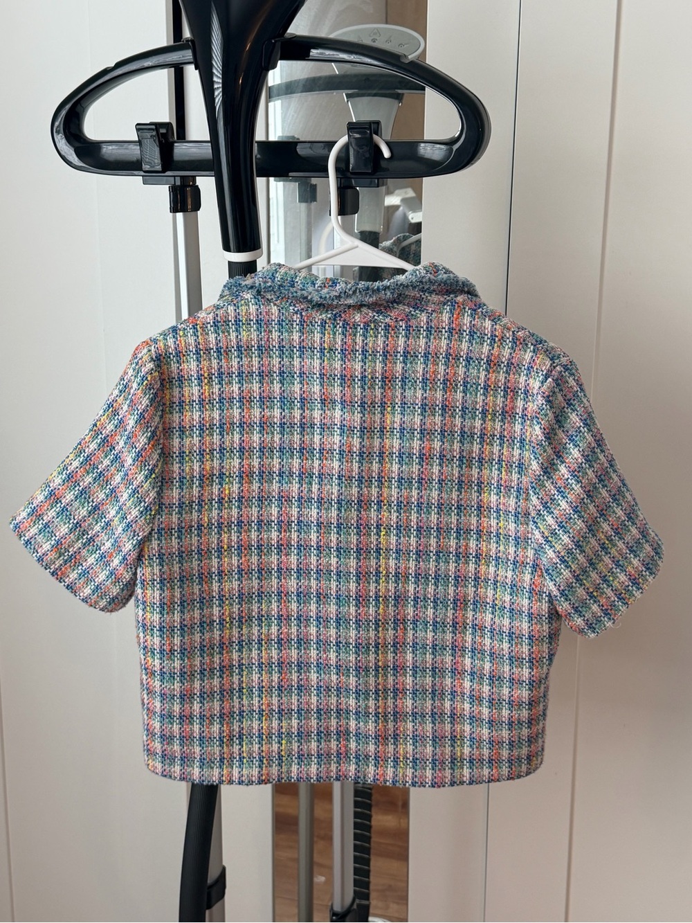 Maje Pastel Multicolor Tweed Short Sleeve Jacket - Picture 4 of 6